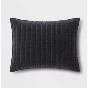 Standard Channel Stitch Velvet Quilt Sham Dark Gray - Threshold